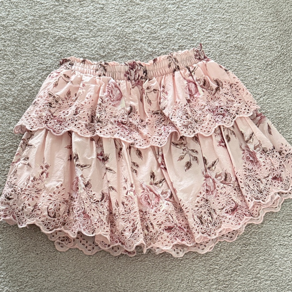 LoveShackFancy x GAP Floral Pink Eyelet Skirt size small